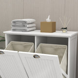 Two-Compartment Tilt-Out Laundry Sorter Cabinet-White W112049950