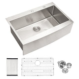 33x22x10"Farmhouse Apron Single Bowl Stainless Steel Kitchen Sink W2898P228903
