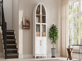 K&K 71" Tall Arched Kitchen Pantry Cabinet with Door Shelves, Farmhouse Kitchen Storage Cabinet with N707P288969W