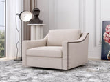 360 Degree Swivel Armchair Cotton linen skin-friendly fabric Ergonomic design Brass nail decorative W2113127539