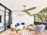 60 Inch Outdoor Ceiling Fan Without Light 3 Solid Wood Blade with DC Motor Remote Control W882P212623