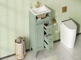 "24'' Green Bathroom Vanity with Sink, MDF & Rubberwood Construction, 3 Drawers & Cabinet with N725P448529F
