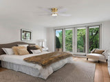 42 Inch Flush Mount Ceiling Fans with LED Light 22W and Remote Control 5 ABS Fan Blades for Indoor W882P322243