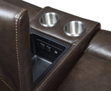 Contemporary Recliner Console Loveseat - Coffee or Wine Color Options - Power Reclining, B081109560