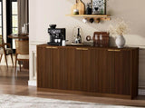 67-inch modern wavy sideboard, curved contour design storage cabinet, 6-door cabinet with storage W1162P485247