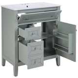 Solid Wood Bathroom Vanity with Ceramic Undermount Sink - 12" Soft-Close Drawer Slides, Flip Bin W2896P318465