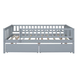 Full Size Daybed Wood Bed with Two Drawers, Gray WF301868AAE