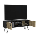 Huna Hairpin Legs TV Stand, Dual-Tone with 2 Doors and Open Shelves B070P173203