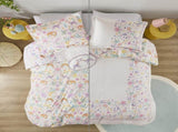 Twin Floral Reversible Cotton Duvet Cover Set with Throw Pillow B035P217815