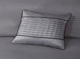6 Piece Reversible Jacquard Quilt Set with Throw Pillows Grey/Taupe Full/Queen B03597477