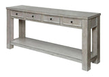 ZNTS Sofa Table Antique White Rustic Solid wood Storage Table Open Shelf Bottom Living Room 1pc Side B01143443