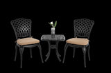 Bistro Set 3 Piece Rustproof Cast Aluminum Patio Furniture Sets 2 Chairs and 1 Round Table Outdoor, W640P251296