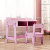 Kids Study Desk and Chair Set with Storage, Pink MDF, 60.5*41.5*50cm 42843739