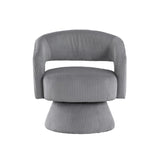 Modern Luxurious Swivel Accent Chair Dark Gray Soft Corduroy Upholstery Plush Seating Solid Wood B011P256231