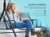 Blue 2-Seat Outdoor Porch Swing for Poolside Lounging, with Canopy, Storage Table & Cup Holders 20239315