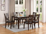 ZNTS 7pcs Dining Set Dining Table 6 Side Chairs Clean Espresso Finish Cushion Seats X Design back Chairs HS00F2554-ID-AHD