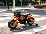 12V Kids Motorcycle 2 x 35W Electric Dirt Bike with Training Wheels Rear Suspension Horn Orange 80029182