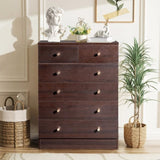 ZNTS Modern Simple 6-Drawer Dresser Brown 72602814