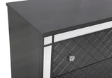 1Pc Glam Contemporary Style 5-Drawer Chest Storage Drawers w Mirror Plating Tapered Legs Gray Finish B011P222478