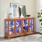 LED Curio Display Cabinet Antique Display Cabinet with Glass Doors Adjustable Shelves for W2275P292661