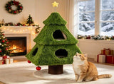 3-Tier Christmas Cat Tree Tower, Stable Pyramid Frame Cat Furniture with Dual Access Condo, Paper 27634730