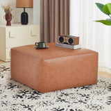 Square PU Leather Ottoman,Tan N757P180768T
