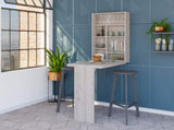 Wall Foldable Table with Multiple Shelves, Light Gray B097133223