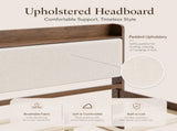 Full Size Bed with Storage Drawers, Upholstered Headboard, Solid Wood Slat Support, No Box Spring W5767P517426