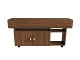 Multi-Functional Folding Table with Storage Shelves and Wheels, 47 Inch Foldable Dining Table for 61675914