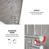 ZNTS Floor Mount Bathtub Faucet Freestanding Tub Filler Brushed Nickel Standing High Flow Shower Faucets W108363585