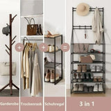 ZNTS 5-Tier Shoe Rack Shoe Storage for Entryway,Narrow Shoe Rack,Coat and Shoe Rack with 8 Hooks 89388992