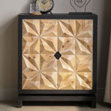 3D Geometric Carved Double-Door Cabinet Manufactured Wood Storage Cabinet, Modern Decorative W2729P199004