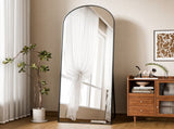 58"x19" Arched Full Length Mirror with Aluminum Alloy Frame Freestanding Floor Dressing Mirror, 99221356