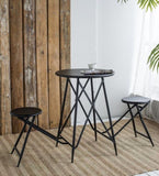 60.83x24x32.3" Black Stowable Side Table and Two Seats W2078P282279