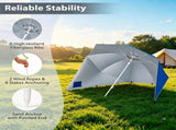 2-in-1 Portable Beach Umbrella with Side Panels UPF 50 Silver Coated Oxford Cloth, Wind Resistant 14909621