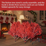 5FT Red Christmas Tree with 624 Tips Hinged Branches PVC Artificial Plant Tree Stable Metal Stand 07495040