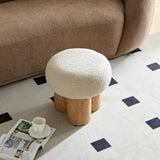 W8017-1 Mushroom stool, grieg plush cushion, wooden barrel PVC pipe, walnut finish W2085129982
