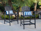 Outdoor Acacia Wood Adirondack Barstools, Set of 2, Dark Gray 61680.00DGRY