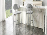 Set of 2 Modern Bar Stools, CurvedBack PU Leather Upholstered Counter Chairs, Metal Frame with W1151P433264