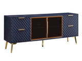 Deluxe Sculpted Modern Fashion Geometric Style TV Stand, Aluminum Frame Tempered Glass Door 4 Drawer W1162P294820