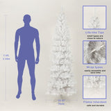 ZNTS 7.5FT White Slim Artificial Christmas Tree Includes Foldable Metal Stand 03440975