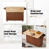 Kitchen Island with Drop Leaf Countertop, Rolling Kitchen Island Cart , Barn Door Kitchen Island W1820P195006