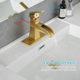 Sink Faucet With Deck Plate Waterfall Nickel Gold with Pop Up Drain and Supply Lines Bathroom W1932P179412