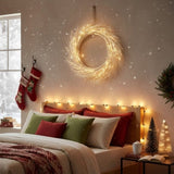 24 Inch Christmas Wreath with LED Lights Battery Operated Front Door Decorations for Indoor Outdoor 55181959