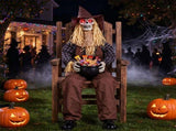 53" Halloween Sitting Scarecrow Animatronic with Jump Scare Motion, Sound Triggered Spooky 44685308