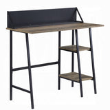 Rustic Oak and Black 2-Shelf Writing Desk with H-Shaped Base B062P209210