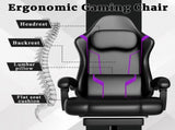 Ergonomic Gaming Chair, Video Game Chair with Pocket Spring Cushion and Footrest, Height Adjustable 61071422