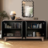 Mid Century Sideboard Buffet Cabinet with Solid Wood Legs 60" Kitchen Storage Cabinet Credenza with W1445P173038