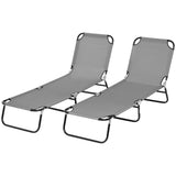 Dark Gray 2-Pack Folding Pool Chairs Chaise Lounge with 5-Level Reclining Back, Steel Frame 38341129
