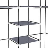 ZNTS 69" Portable Clothes Closet Non-Woven Fabric Wardrobe Double Rod Storage Organizer Gray 98225165